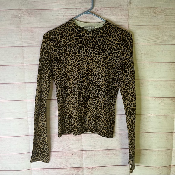 J.Crew 100% Wool Carolyn Fitted Crewneck Leopard Sweater Size Small - Picture 1 of 5
